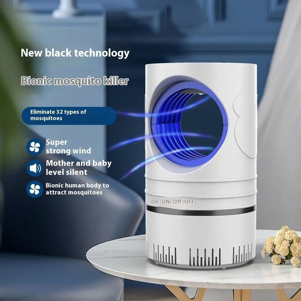 Sky Eye USB photocatalyst mosquito killing lamp in black, white, beige, and green – silent mosquito trap for home or office