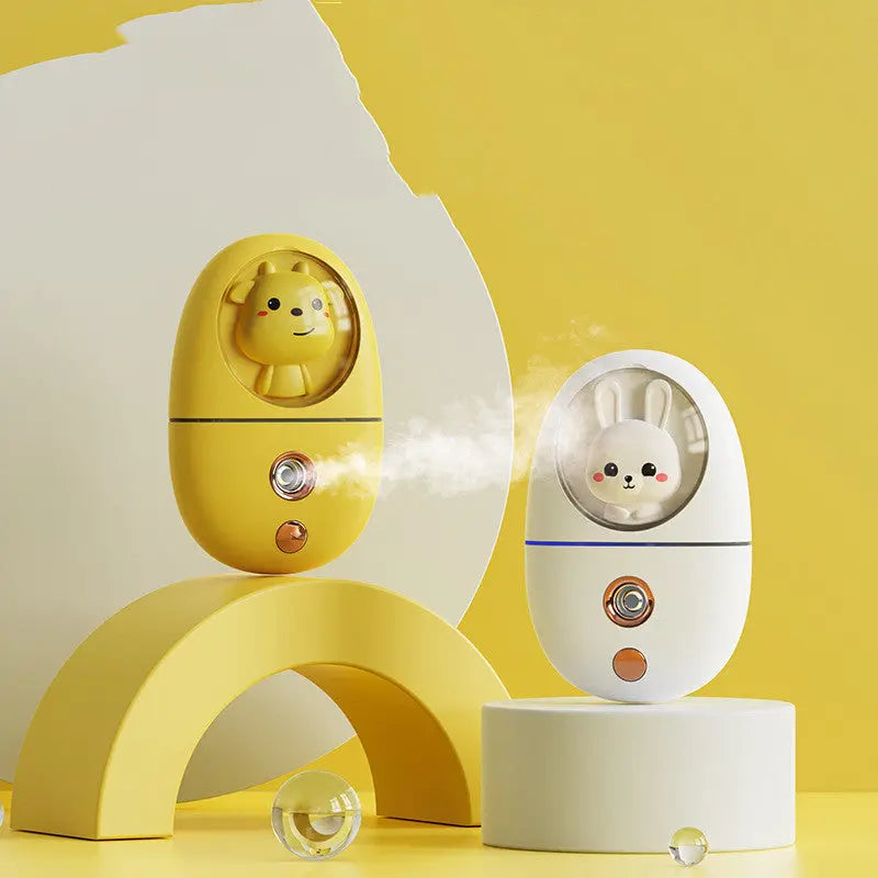 Cartoon USB facial moisturizer humidifier in calf-yellow, bear-pink, deer-green designs