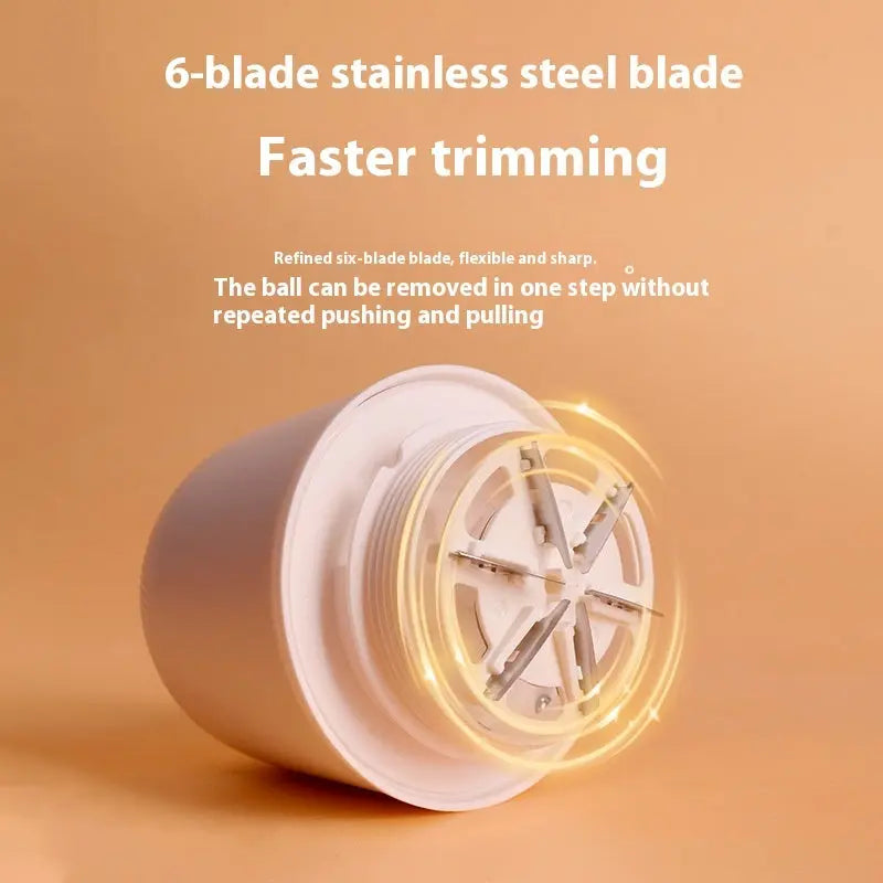 Compact rechargeable fabric lint remover with 6-blade stainless steel cutter and Type-C port – ideal for clothes and home use