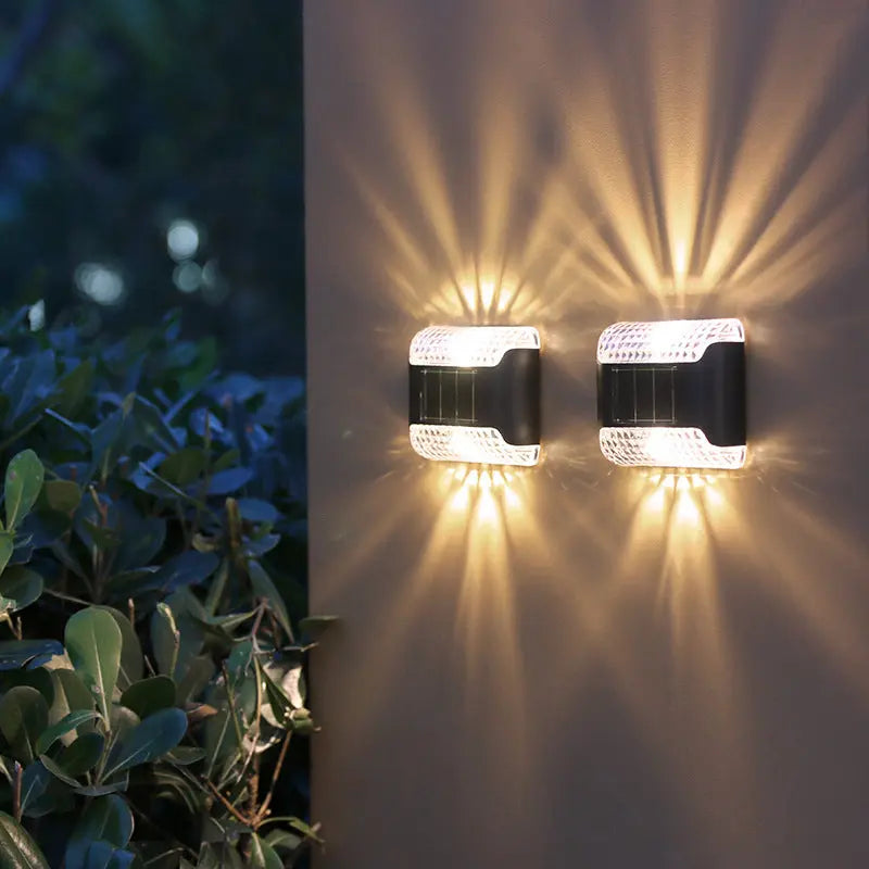 Solar wall lamp for outdoor courtyards with LED lights, waterproof and energy-efficient, perfect for garden or pathway lighting