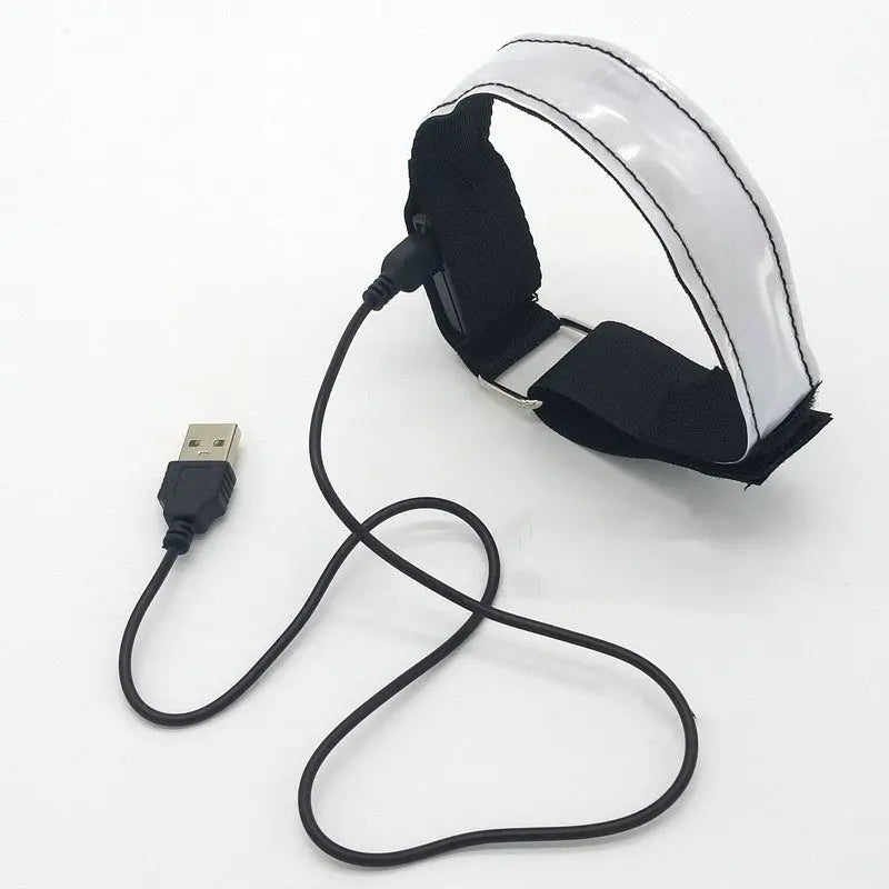 LED luminous arm band for running, outdoor sports, and festivals with adjustable size, multiple light modes, and replaceable batteries for maximum visibility and safety