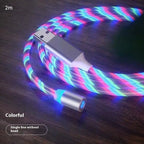 Magnetic charging cable with LED light, nylon braided, 3-in-1 USB connector for Type-C, Micro USB, and Lightning devices