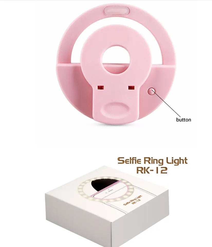 Mobile phone fill light with USB charging, adjustable brightness for selfies, video calls, and small jewelry shoots, perfect for content creators