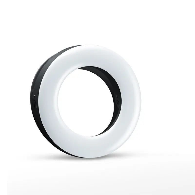 LED selfie ring light with adjustable brightness, compact design, rechargeable battery, perfect for photography, video, and live streaming