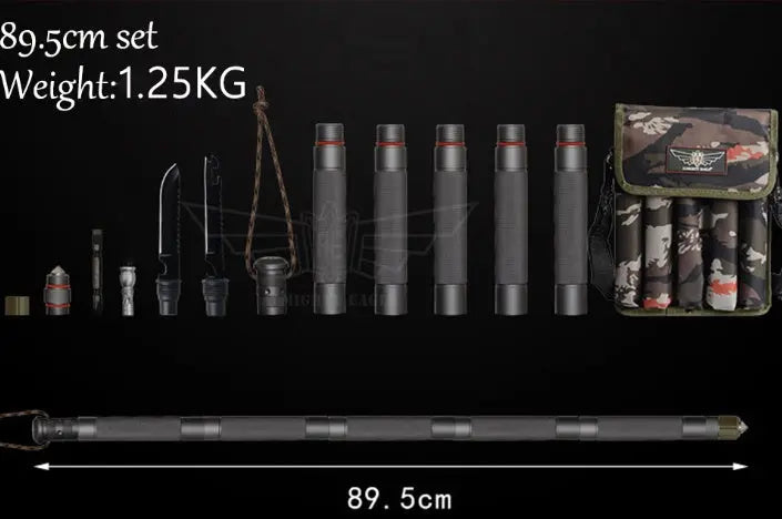 Outdoor Tactical Stick Alpenstock – Multifunctional Hiking, Camping & Survival Tool with Knife, Compass, and Whistle