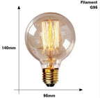 Retro Edison filament bulb with transparent glass and dimmable feature, available in various shapes like ST64, A19, G80 for vintage home lighting