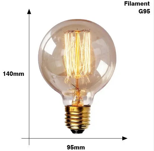 Retro Edison filament bulb with transparent glass and dimmable feature, available in various shapes like ST64, A19, G80 for vintage home lighting