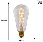 Retro Edison filament bulb with transparent glass and dimmable feature, available in various shapes like ST64, A19, G80 for vintage home lighting
