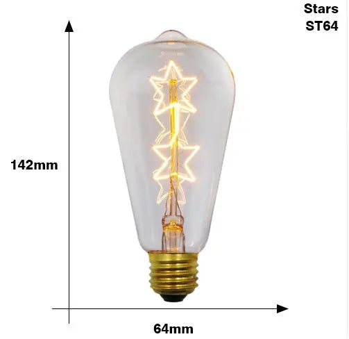 Retro Edison filament bulb with transparent glass and dimmable feature, available in various shapes like ST64, A19, G80 for vintage home lighting