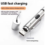 Charging projection cat teasing flashlight with red and green light projections, made from durable stainless steel for interactive play with pets