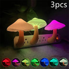 INELECTRON ™ - LED Night Light Mushroom Wall Socket Lamp EU US Plug Warm White Light-control Sensor Bedroom Light Home Decoration Inelectron Store
