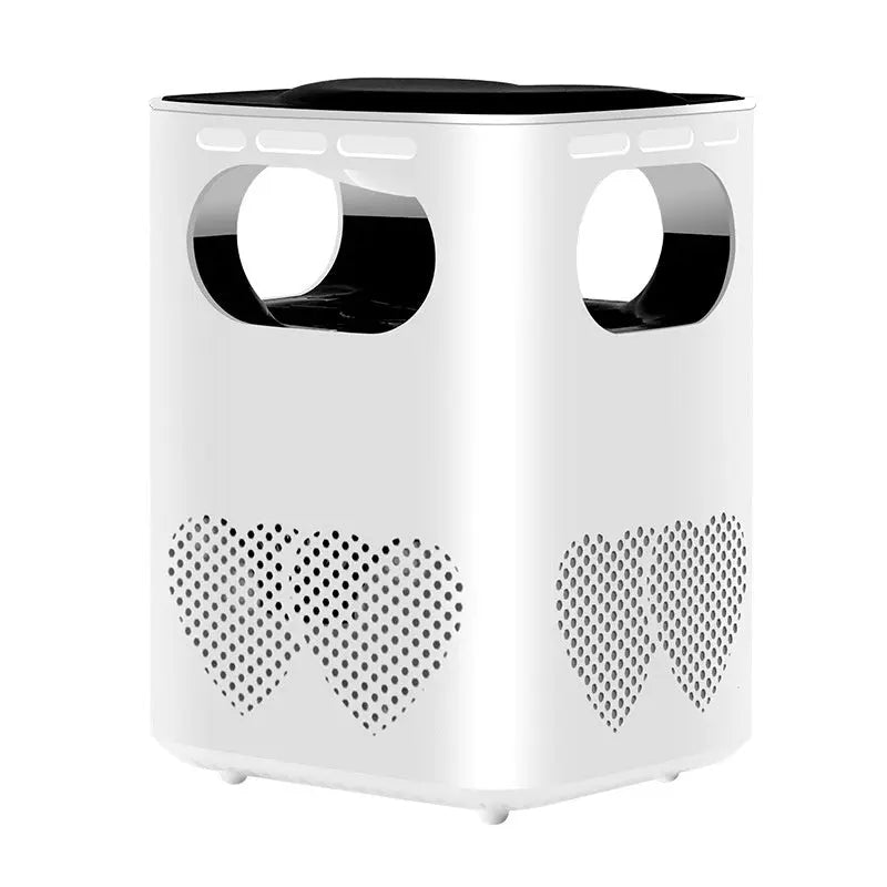 USB-powered mosquito killer lamp in black and white with silent inhalation fan and triple anti-escape technology