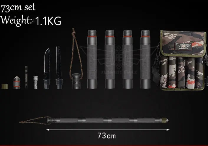 Outdoor Tactical Stick Alpenstock – Multifunctional Hiking, Camping & Survival Tool with Knife, Compass, and Whistle