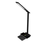 LED folding desk lamp with wireless charging for Huawei & Apple devices, adjustable color temperature, and touch control functionality
