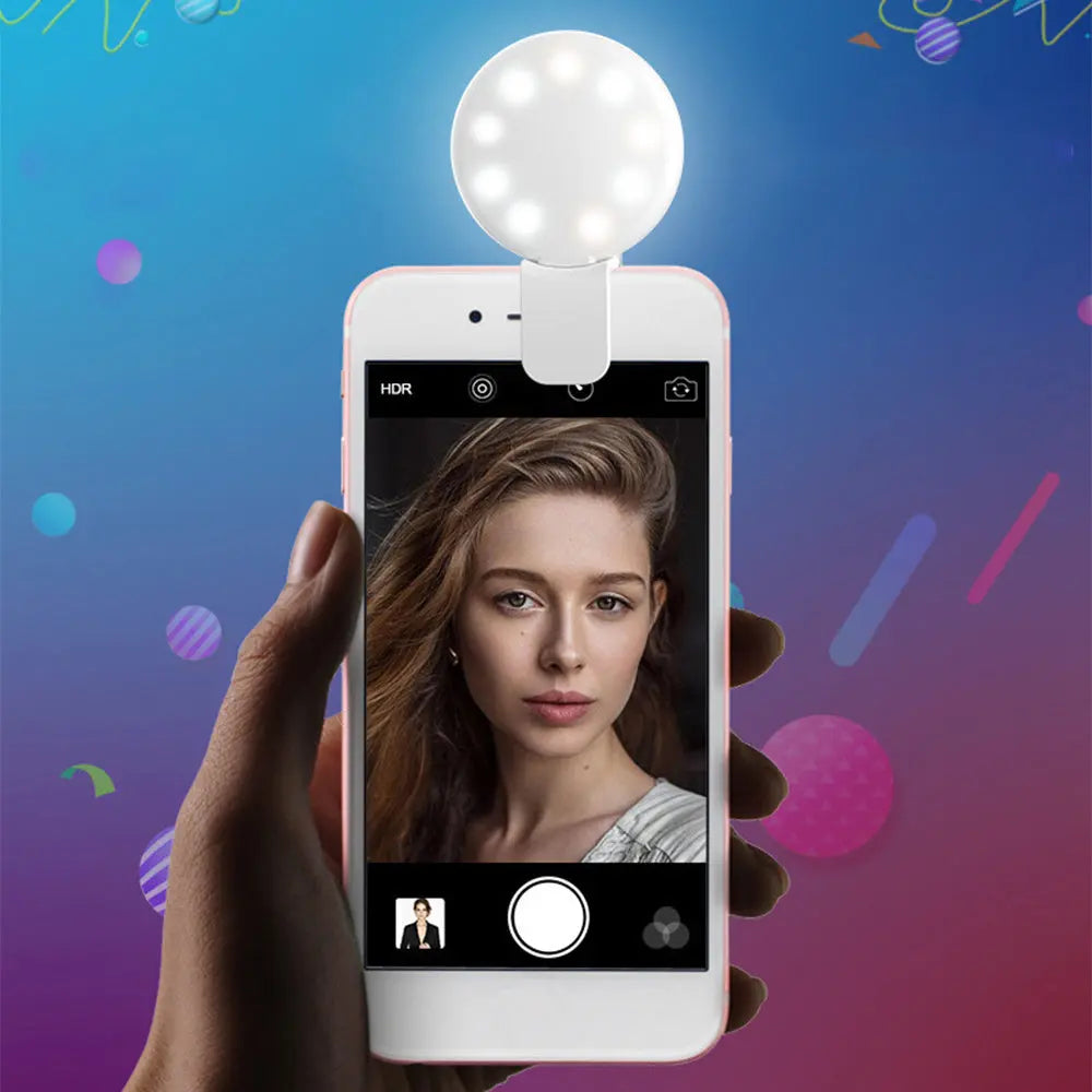 INELECTRON ™ - Mini Fill Light For Beauty Selfie Round Live Clip External LED Mini Small Q Mobile Phone Selfie Fill Light Inelectron Store