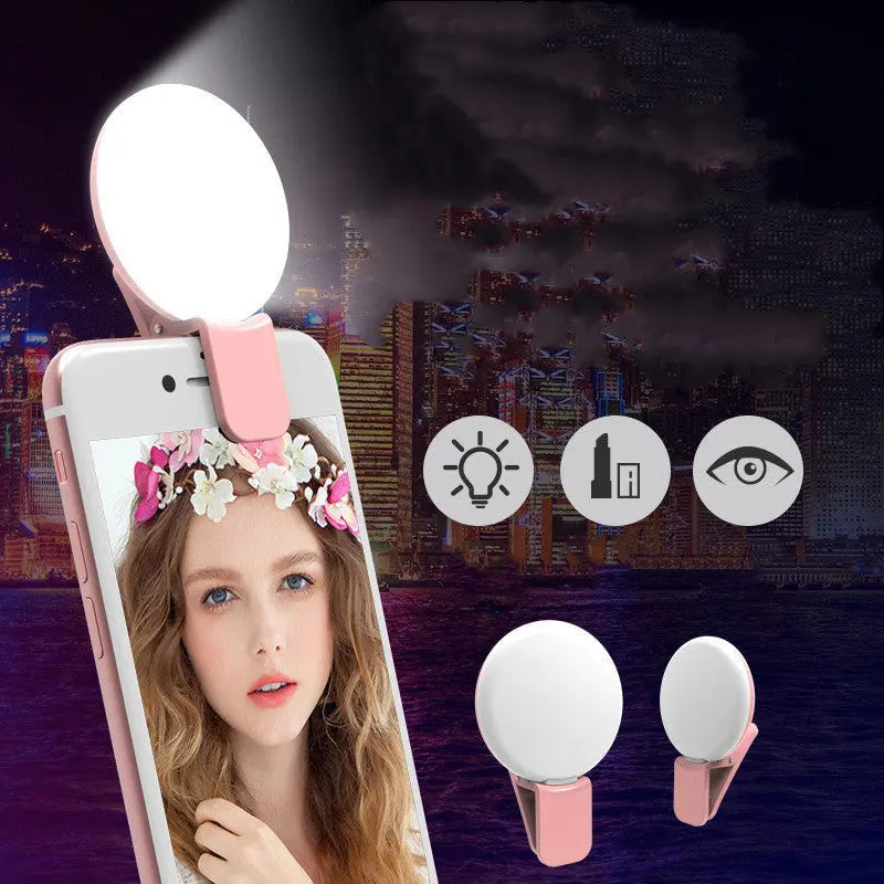 INELECTRON ™ - Mini Fill Light For Beauty Selfie Round Live Clip External LED Mini Small Q Mobile Phone Selfie Fill Light Inelectron Store