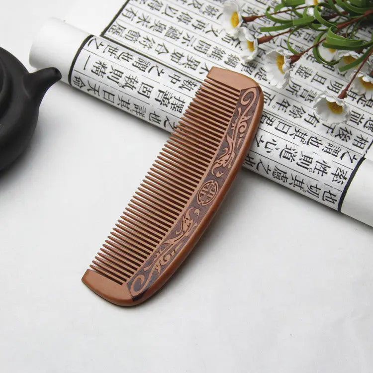 Handmade Anti-Static Peach Wood Comb – Natural Hair Detangler for Scalp Massage and Frizz Control
