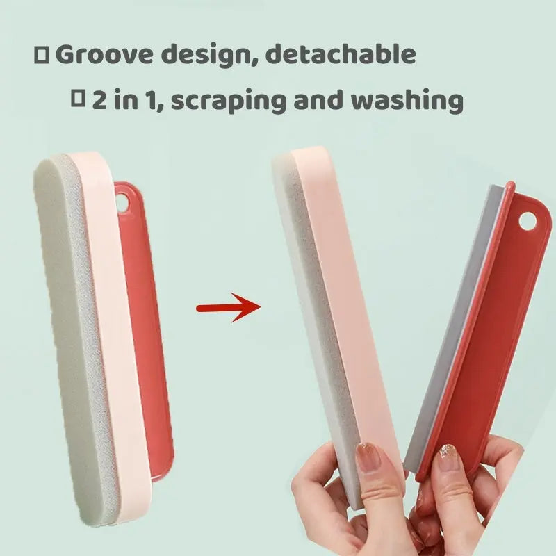 Multi-surface squeegee ideal for cleaning mirrors and sinks.