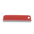 Squeegee for kitchen sink cleaning with flexible silicone blade.