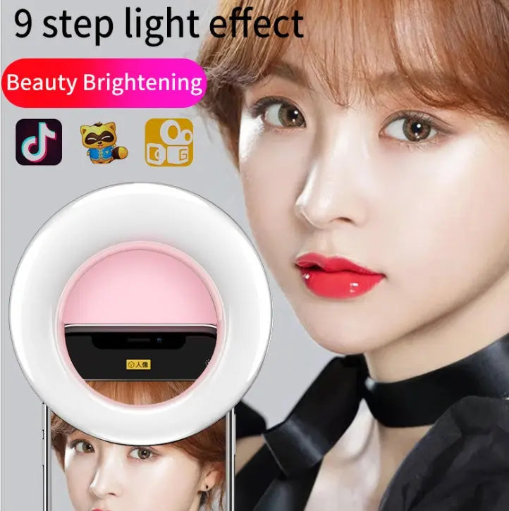 WQ20 beauty round fill light with LED lighting, USB rechargeable and adjustable brightness for selfies and vlogs