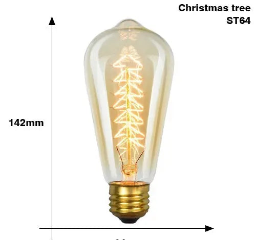 Retro Edison filament bulb with transparent glass and dimmable feature, available in various shapes like ST64, A19, G80 for vintage home lighting