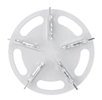 Round metal bracket with multiple arms- Rechargeable white fabric shaver with plastic case – portable lint and fuzz remover for sweaters and clothes

