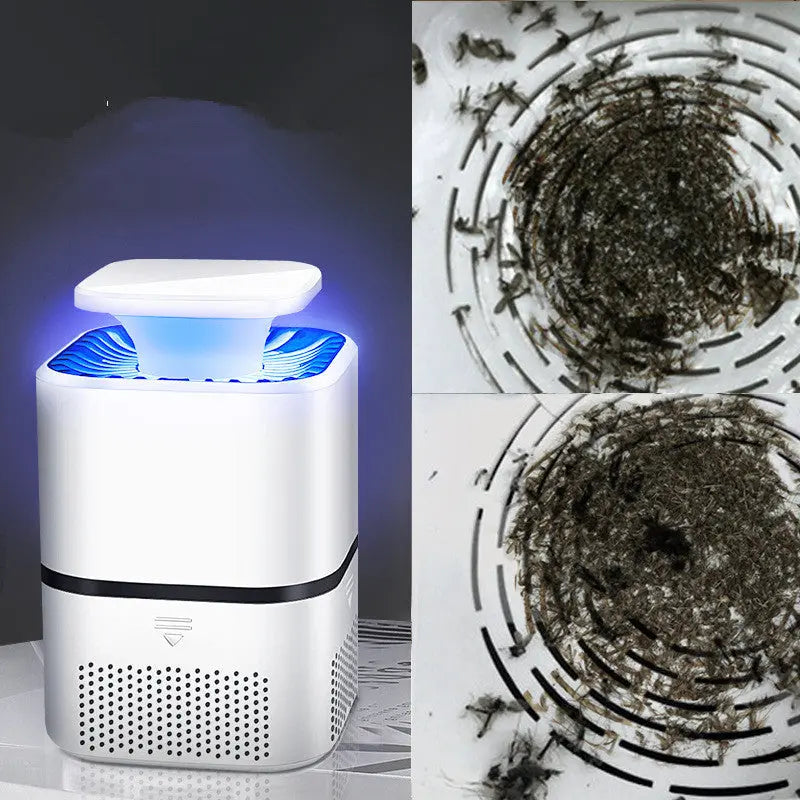 Mosquito trap with blue light on left and dirty air vent on right