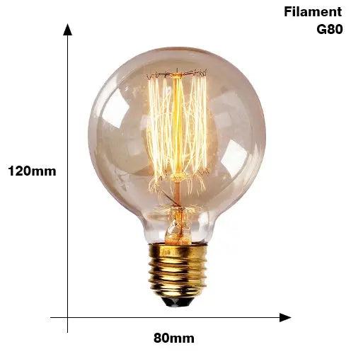 Retro Edison filament bulb with transparent glass and dimmable feature, available in various shapes like ST64, A19, G80 for vintage home lighting