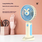 New summer cartoon handheld mini USB rechargeable fan, portable and cute design, perfect for travel, home, and outdoor use