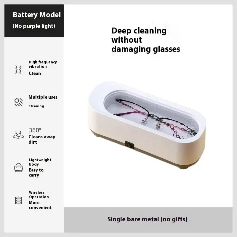 Mini household ultrasonic glasses cleaning machine with purple light and vibration, USB and battery-powered options available

