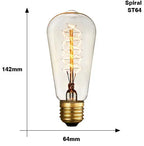 Retro Edison filament bulb with transparent glass and dimmable feature, available in various shapes like ST64, A19, G80 for vintage home lighting