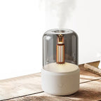 Creative candle light-style aroma diffuser in beige and black with 120ml tank – USB-powered for home aromatherapy and humidification