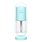 Portable humidifier with a light blue top 