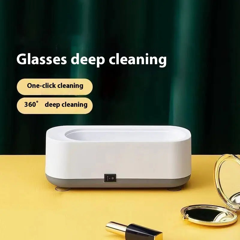 Mini household ultrasonic glasses cleaning machine with purple light and vibration, USB and battery-powered options available


