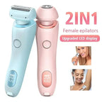 Pink 2-in-1 women’s electric shaver for body, face, and bikini line hair removal