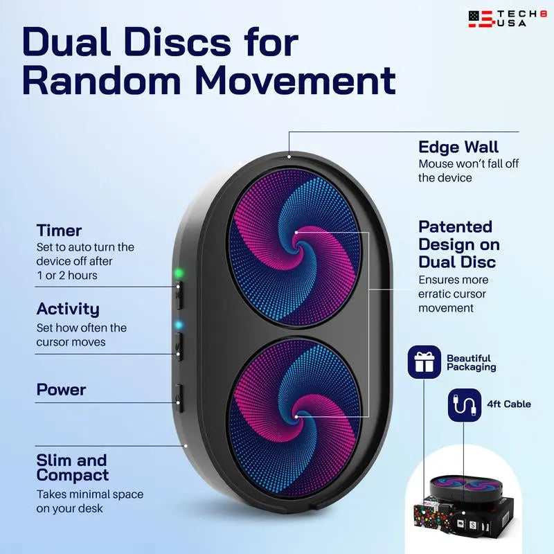 Mouse Mover Pad, Jiggler, Keeps PC Active, Undetectable, No Software, Moves Mouse Randomly Automatically, Made in the USA with US and Imported Parts