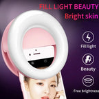 WQ20 beauty round fill light with LED lighting, USB rechargeable and adjustable brightness for selfies and vlogs