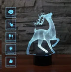 Deer 3D 7-color LED night light with touch and remote control, perfect for home decor and mood lighting

