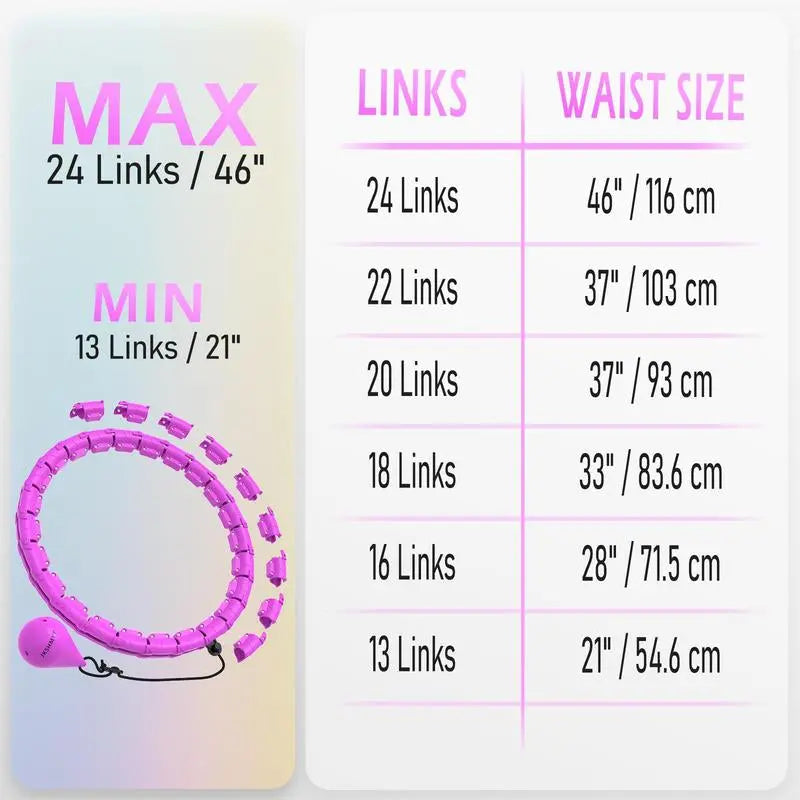 Weighted Hula Circle for Adults, Infinity Hoop Fit plus Size 47 Inch/120Cm, Include 24 Detachable Links and Waist Trainer for Women, Home Workout Equipment