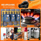 Technician using portable gas leak detector in industrial setting