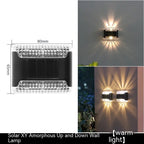 Solar wall lamp for outdoor courtyards with LED lights, waterproof and energy-efficient, perfect for garden or pathway lighting