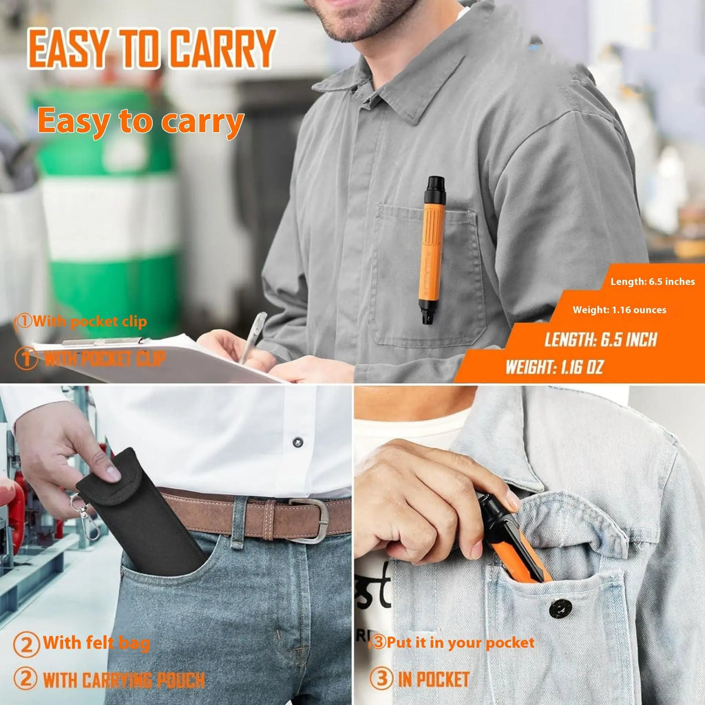 Handheld natural gas sniffer in bright orange color for visibility