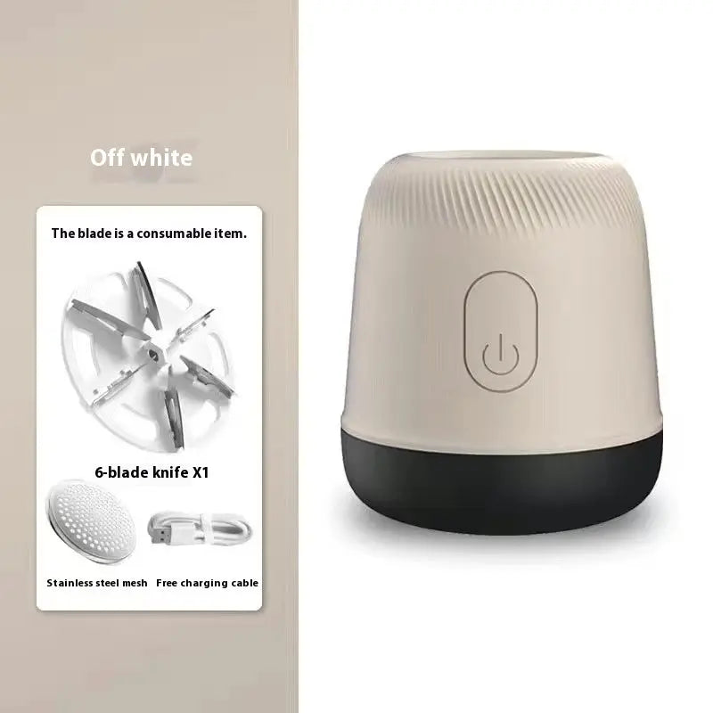 Compact rechargeable fabric lint remover with 6-blade stainless steel cutter and Type-C port – ideal for clothes and home use