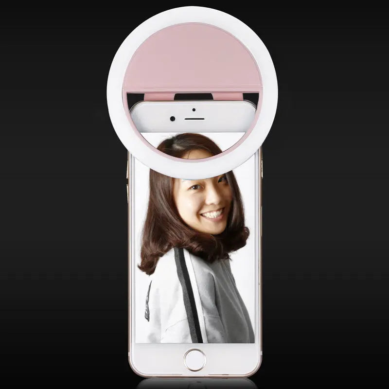 Mobile phone fill light with USB charging, adjustable brightness for selfies, video calls, and small jewelry shoots, perfect for content creators