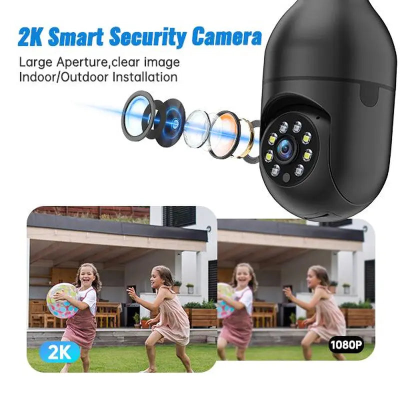 WESECUU Light Bulb Camera 2.4/5Ghz-Wireless 3MP/2MP HD, Infrared Night Vision,Pan/Tilt, 2-Way Audio, Human Detection,Alarm,Alexa Compatible Security