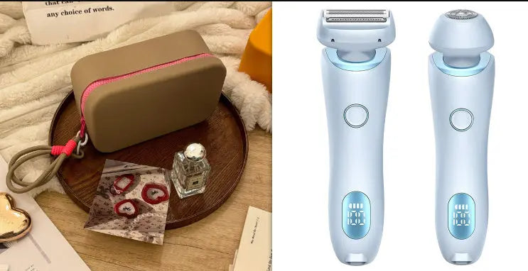 Close-up of USB rechargeable epilator showing hypoallergenic shaving head