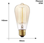 Retro Edison filament bulb with transparent glass and dimmable feature, available in various shapes like ST64, A19, G80 for vintage home lighting