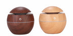 Wood grain aroma diffuser and USB air humidifier with colored lights for desktop or office use