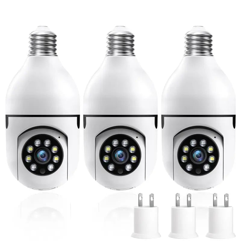 WESECUU Light Bulb Camera 2.4/5Ghz-Wireless 3MP/2MP HD, Infrared Night Vision,Pan/Tilt, 2-Way Audio, Human Detection,Alarm,Alexa Compatible Security