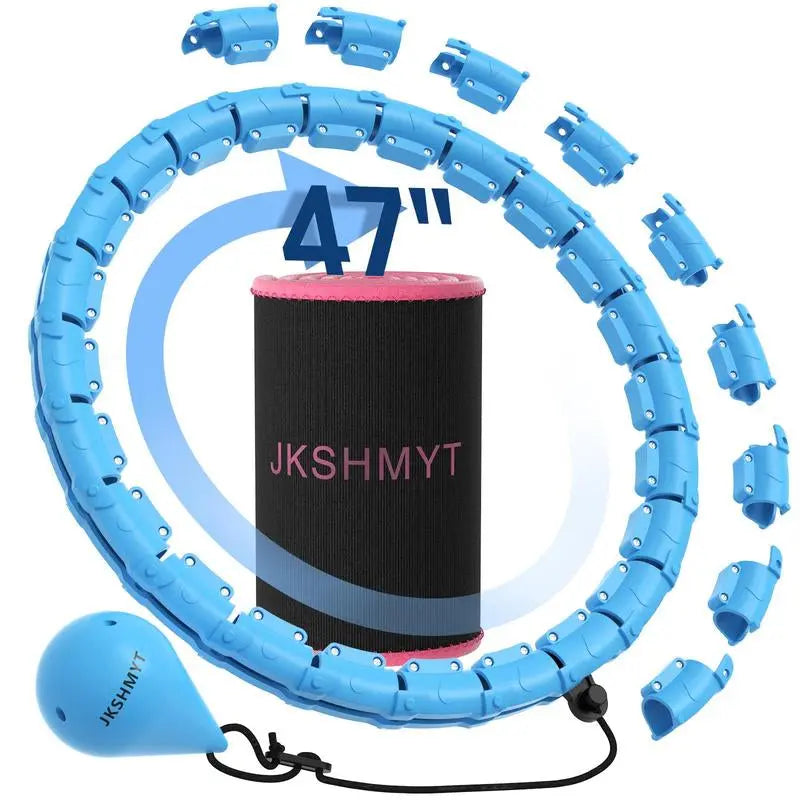 Weighted Hula Circle for Adults, Infinity Hoop Fit plus Size 47 Inch/120Cm, Include 24 Detachable Links and Waist Trainer for Women, Home Workout Equipment